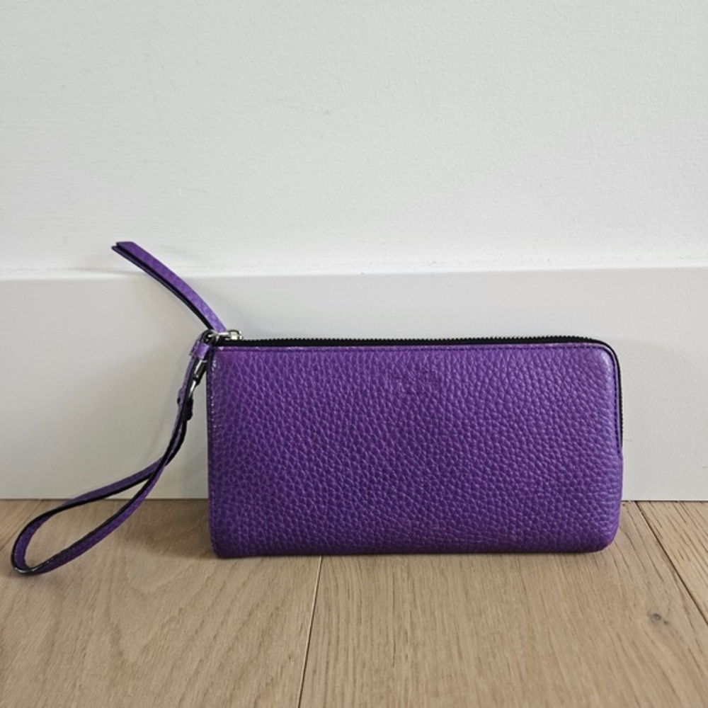 Purple Leather Zip Wristlet Wallet